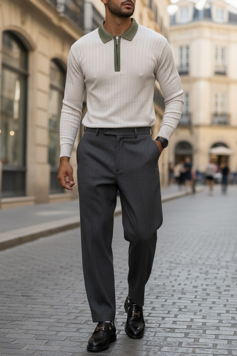 Bluza barbati bej slim fit S120 D2-2.1