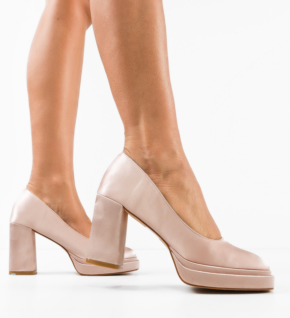 Pantofi Dama John Bej cu Toc Eleganți și Comozi - imagine 3