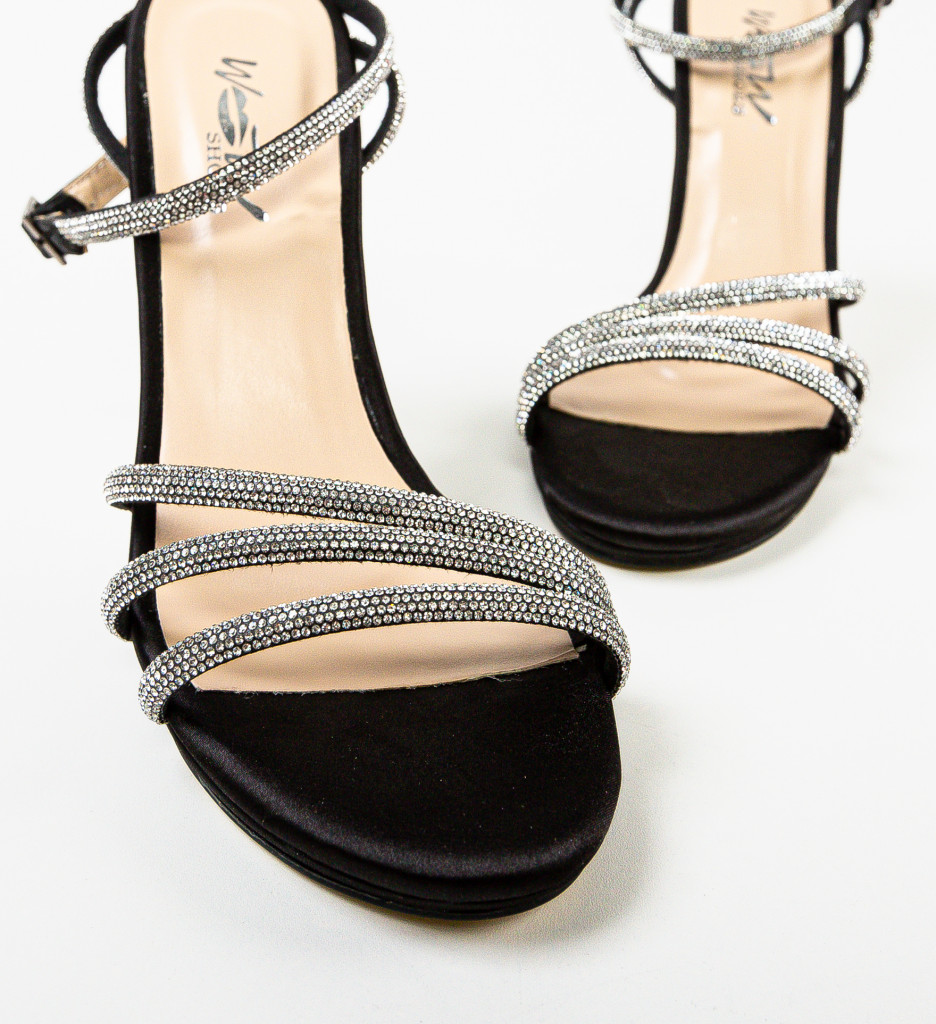 Sandale Svau Negru Elegante cu Toc - imagine 7