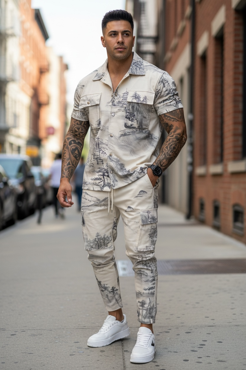 Compleu de vara camasa  + pantaloni bej Y102 D11-3