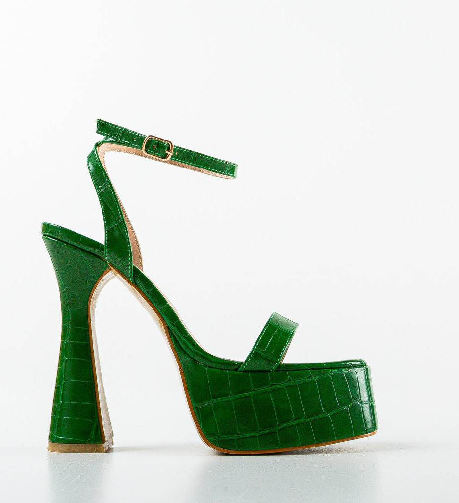 Sandale Obihama Verzi cu Toc Elegante - imagine 4