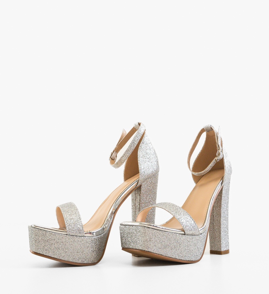 Sandale cu Toc Argintii Kamerun - Eleganță Maxima - imagine 7