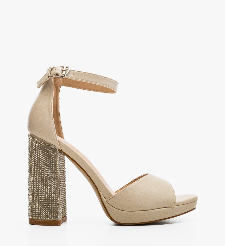 Sandale Dama Jazar Bej Elegante cu Toc - imagine 2