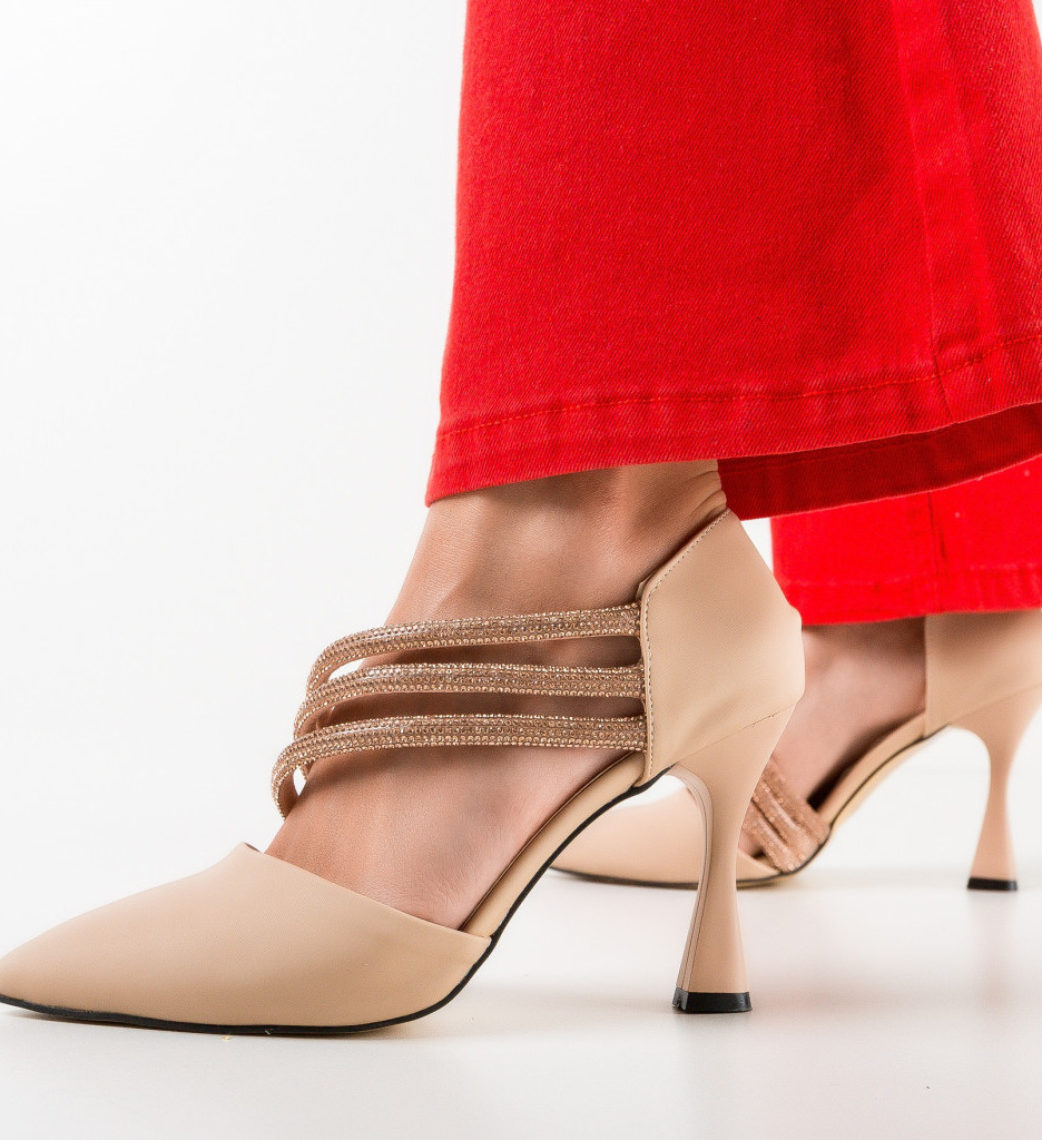 Pantofi Dama cu Toc Aquila Bej | Eleganță