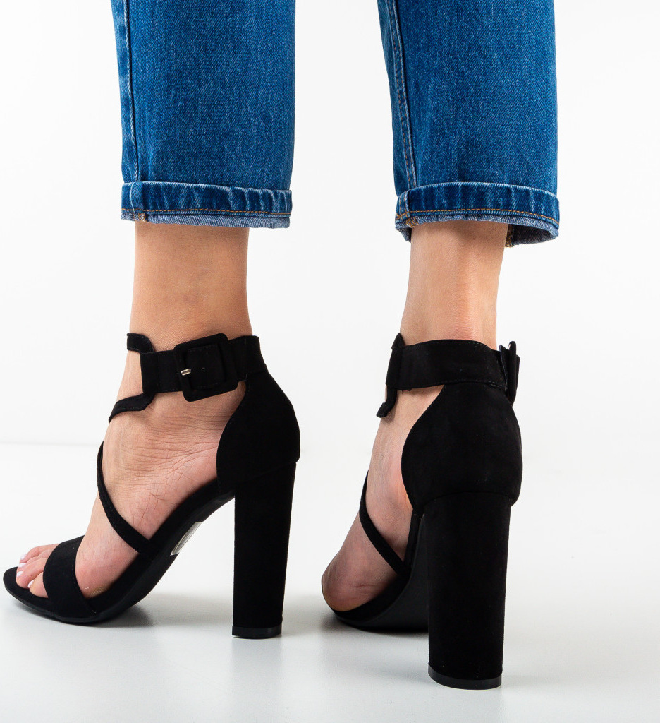 Sandale Rishi Negre cu Toc | Eleganță Asigurată - imagine 3
