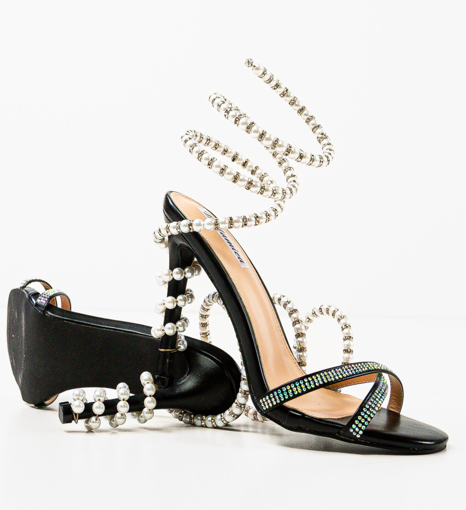 Sandale Hesperos Negre cu Toc Elegant - imagine 7