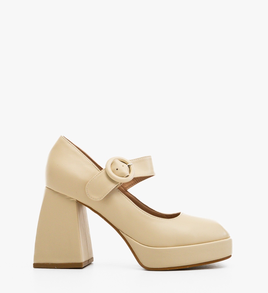 Pantofi Trinity Bej cu Toc Eleganți