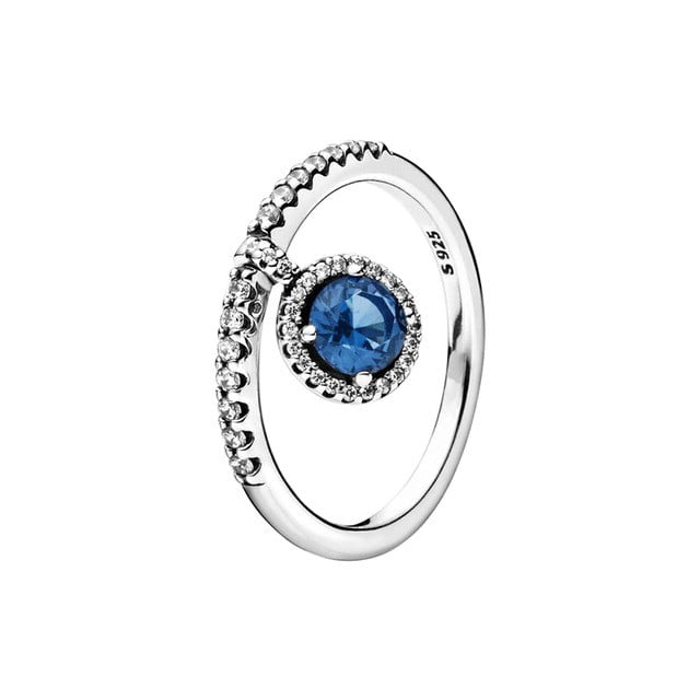 Inel Argint 925 Amanda cu Zirconiu Albastru Placat Rhodium