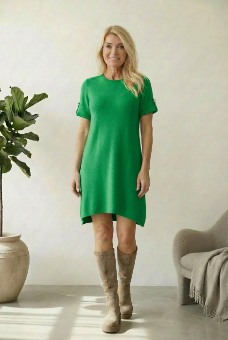 Rochie Tricotată Verde Shopika | Eleganță Relaxată