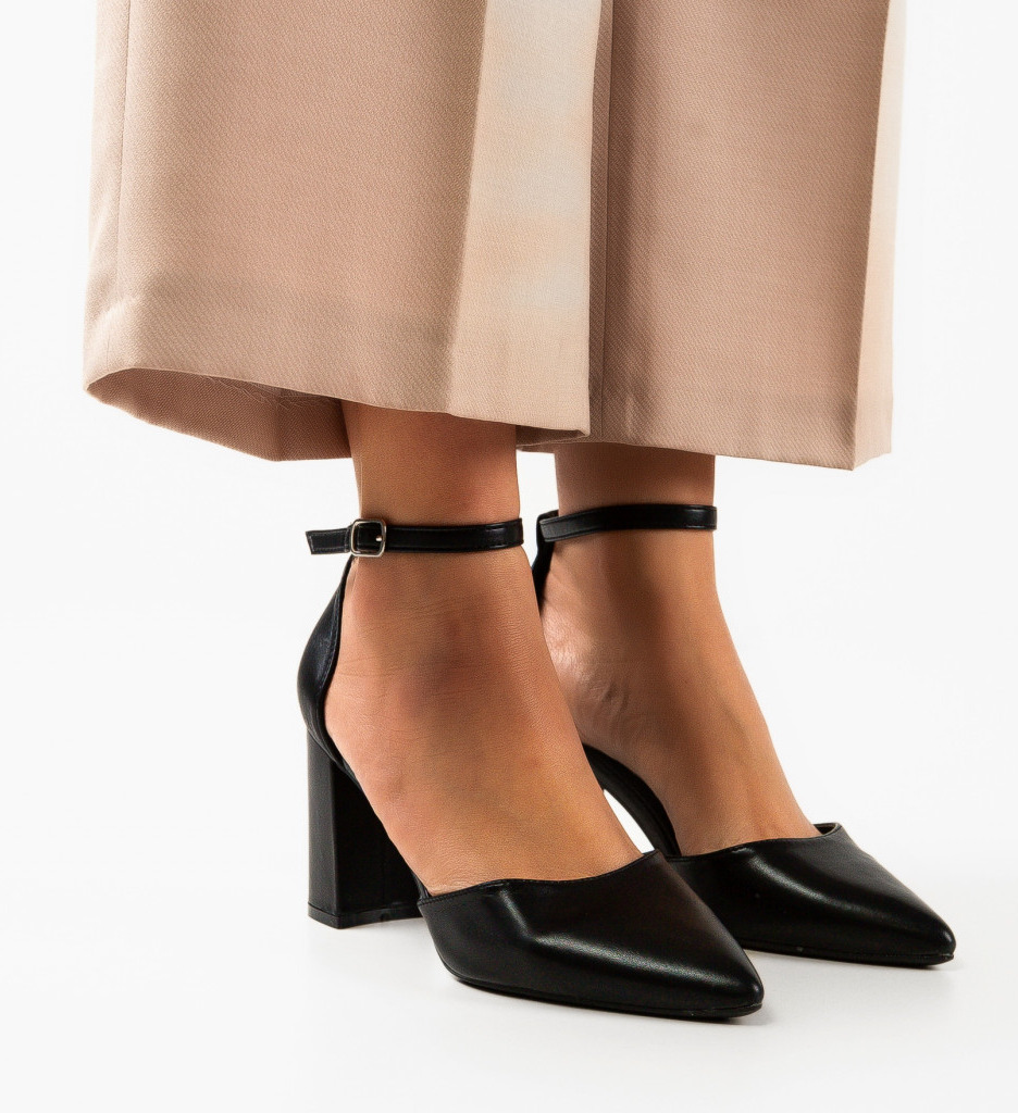 Pantofi Ortzi Negri Eleganți cu Toc - imagine 2
