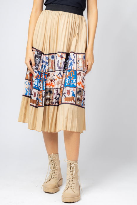 Fusta Midi Plii Bej Shopika - Look Modern