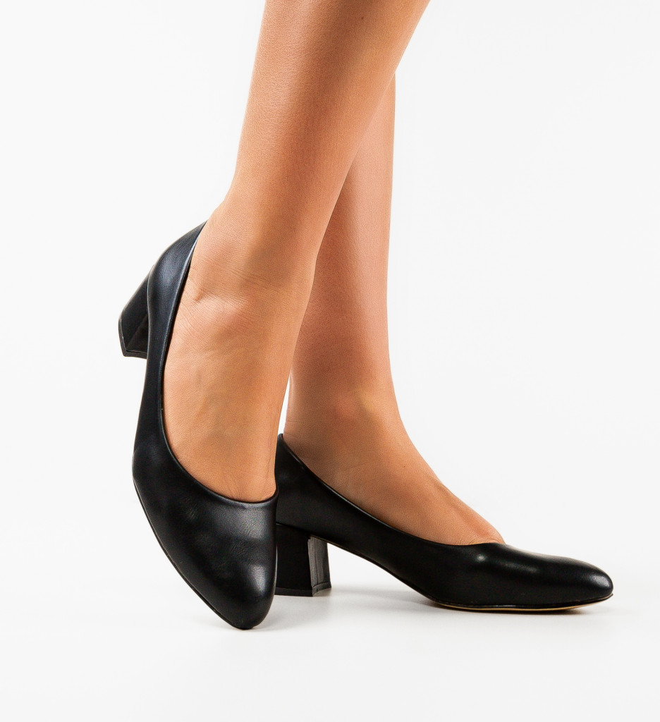 Pantofi Bubay Negri Eleganți cu Toc - imagine 3