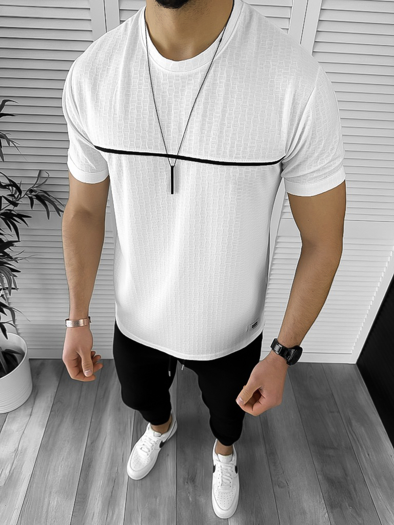 Tricou barbati slim fit alb 12462 P20-6.1