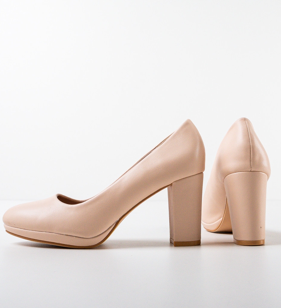 Pantofi dama Izpo Bej eleganți cu toc - imagine 7