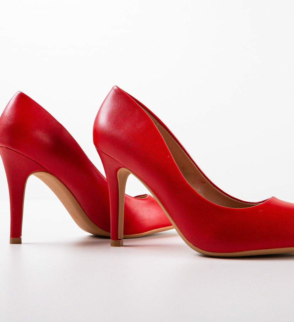 Pantofi dama Rajan Rosii cu Toc Elegant - imagine 7