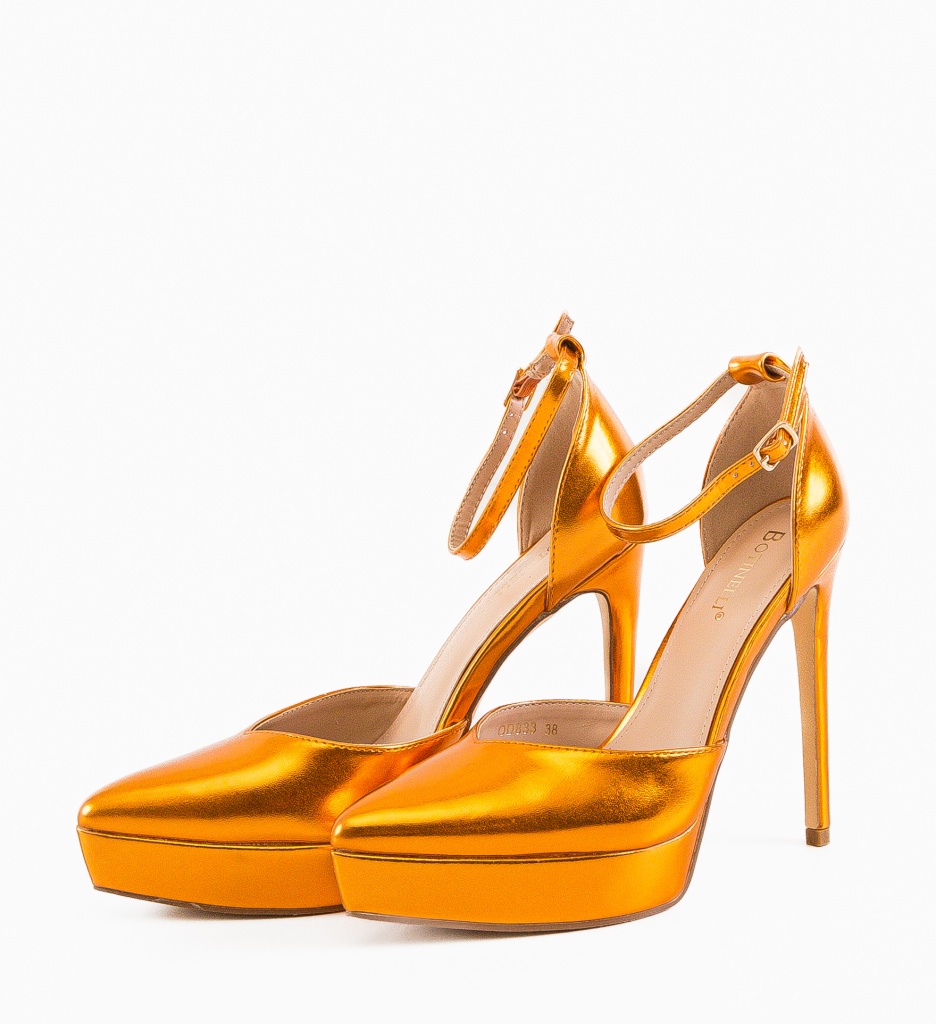 Pantofi Rada Portocalii cu Toc Eleganți - imagine 7