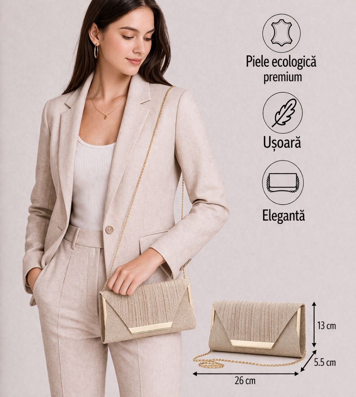 Geanta Ocazie Delis Rose Gold | Model Lysandra - imagine 7