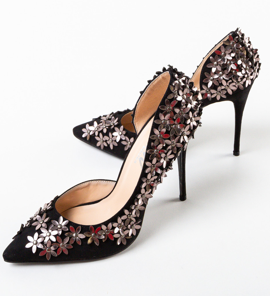 Pantofi Flowers Negri - Eleganță și Stil - imagine 7