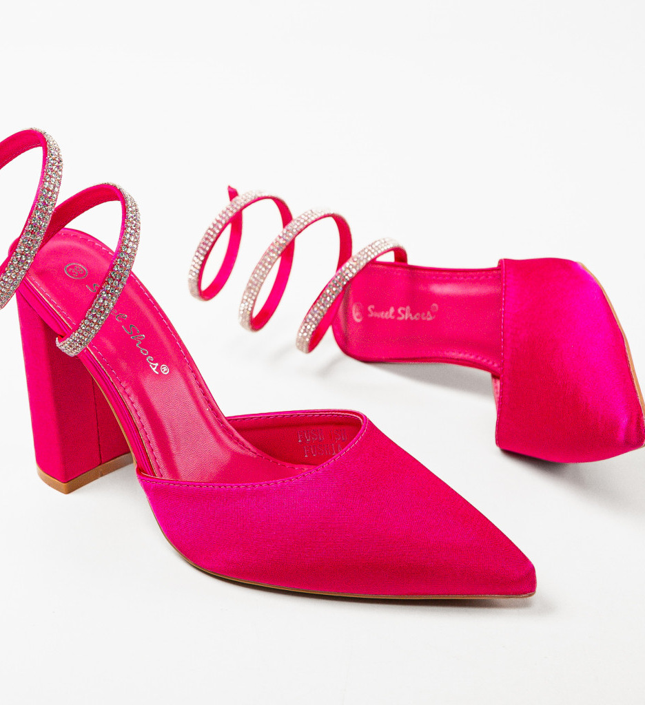 Pantofi Lhamo Fuchsia cu toc elegant - imagine 5