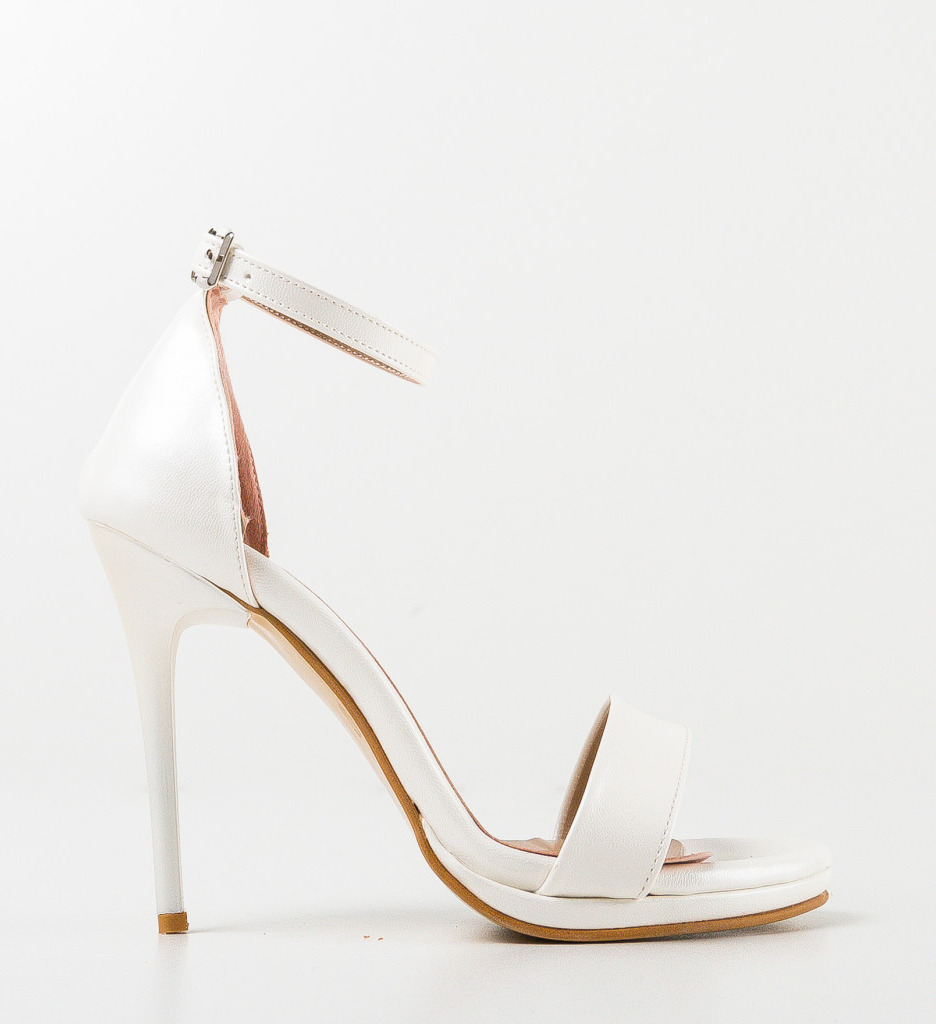 Sandale Bampir Albe cu Toc Elegante - imagine 5