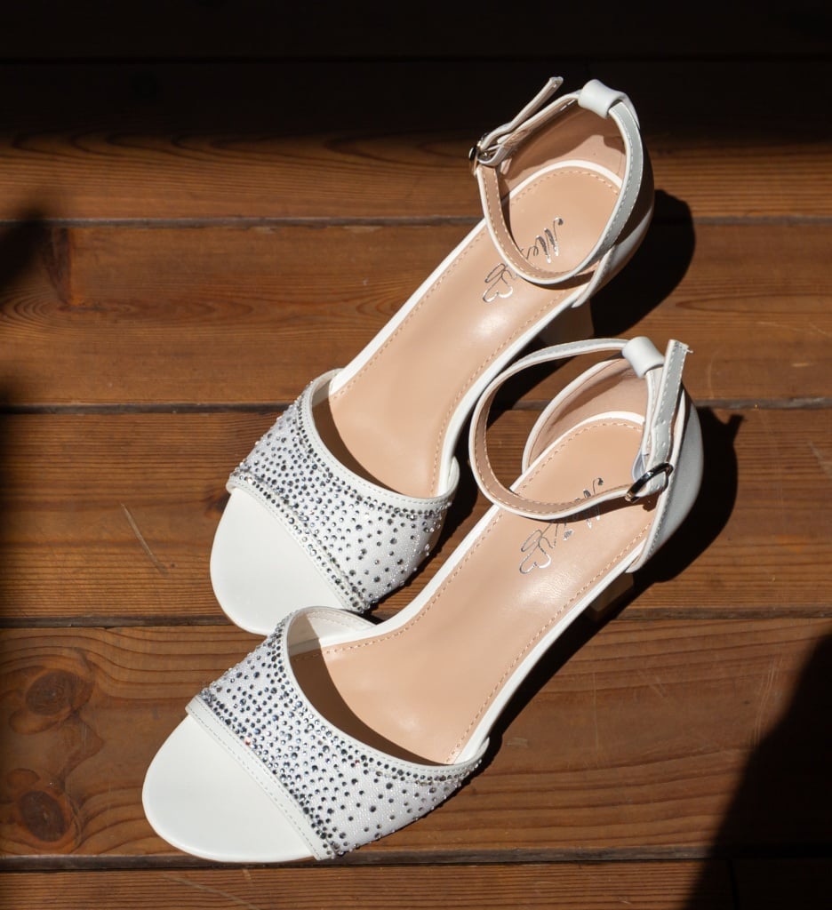 Sandale Dama Albe Elegante cu Toc - imagine 5