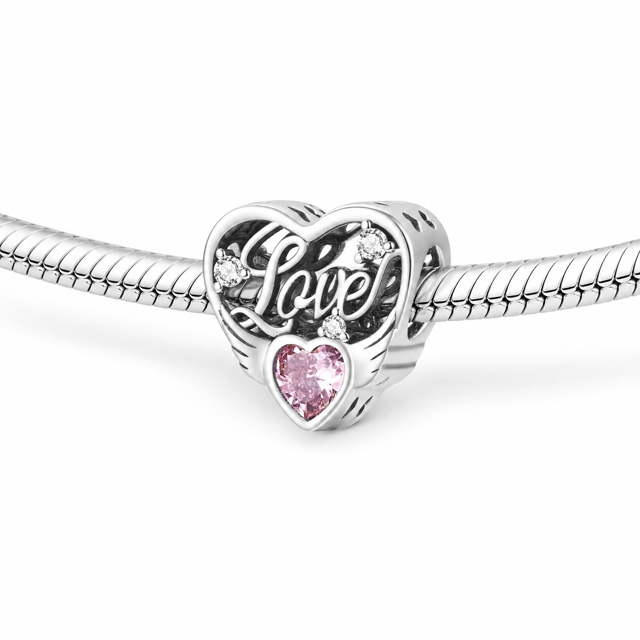 Charm Argint Amanda Model Inima Placat Rodiu - imagine 2