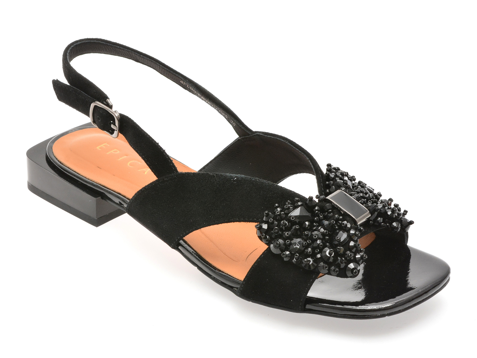 Sandale Epica Elegante din Piele Intarsa Negru