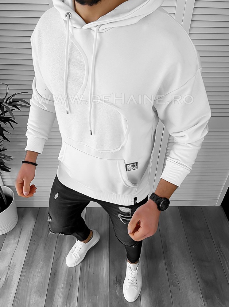 Hanorac Barbati Slim Fit Alb | Stil Modern