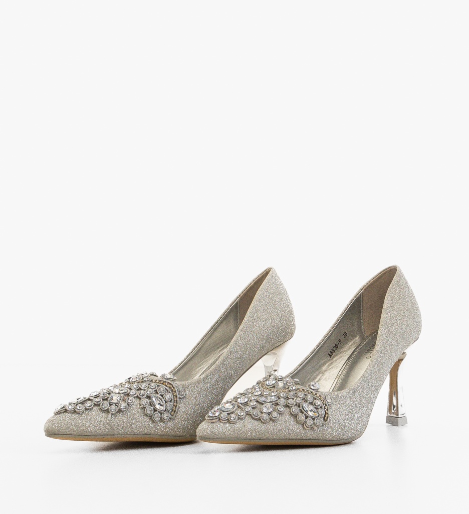 Pantofi Stiletto Argintii Eleganți Laurie - imagine 4