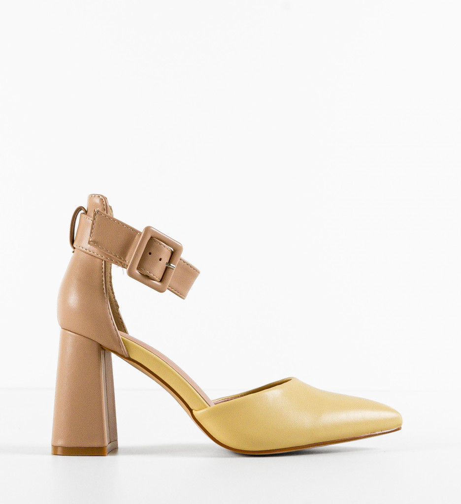 Pantofi Ramzam Galbeni cu Toc Elegant - imagine 4