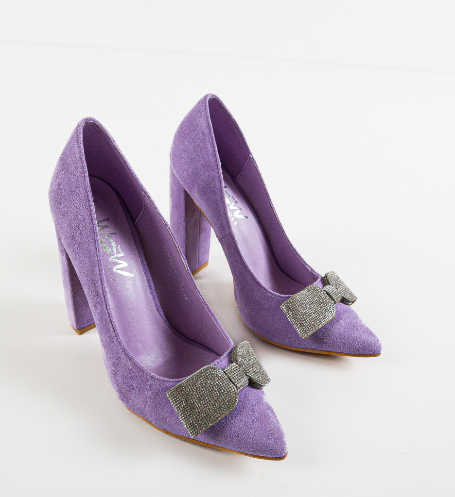 Pantofi dama Lucky Mov | Eleganți cu Toc Confort - imagine 6