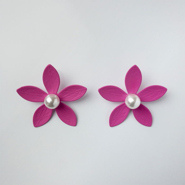 Cercei Floare Fucsia Shopika - Eleganță Florală
