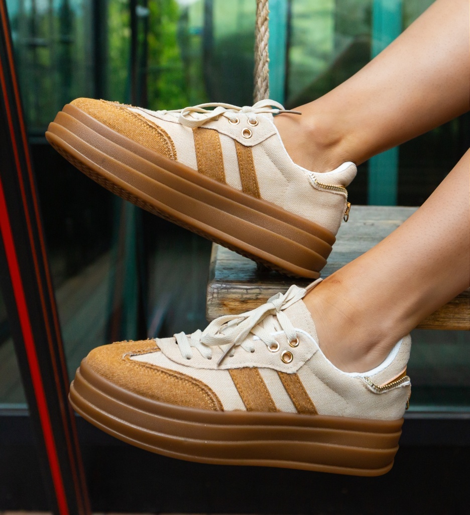 Sneakers Dama Zyla Bej - Confort și Stil Urban - imagine 3