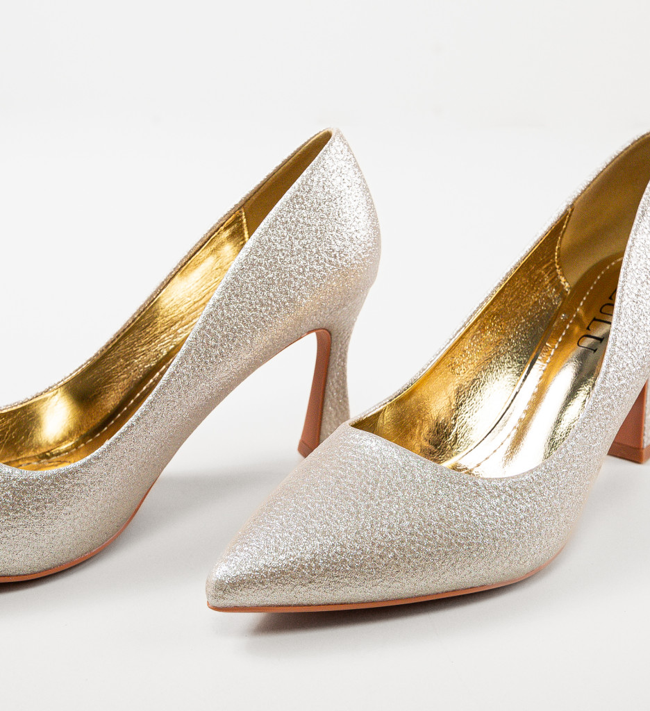 Pantofi Dama Auriu cu Toc | Eleganță și Stil - imagine 6