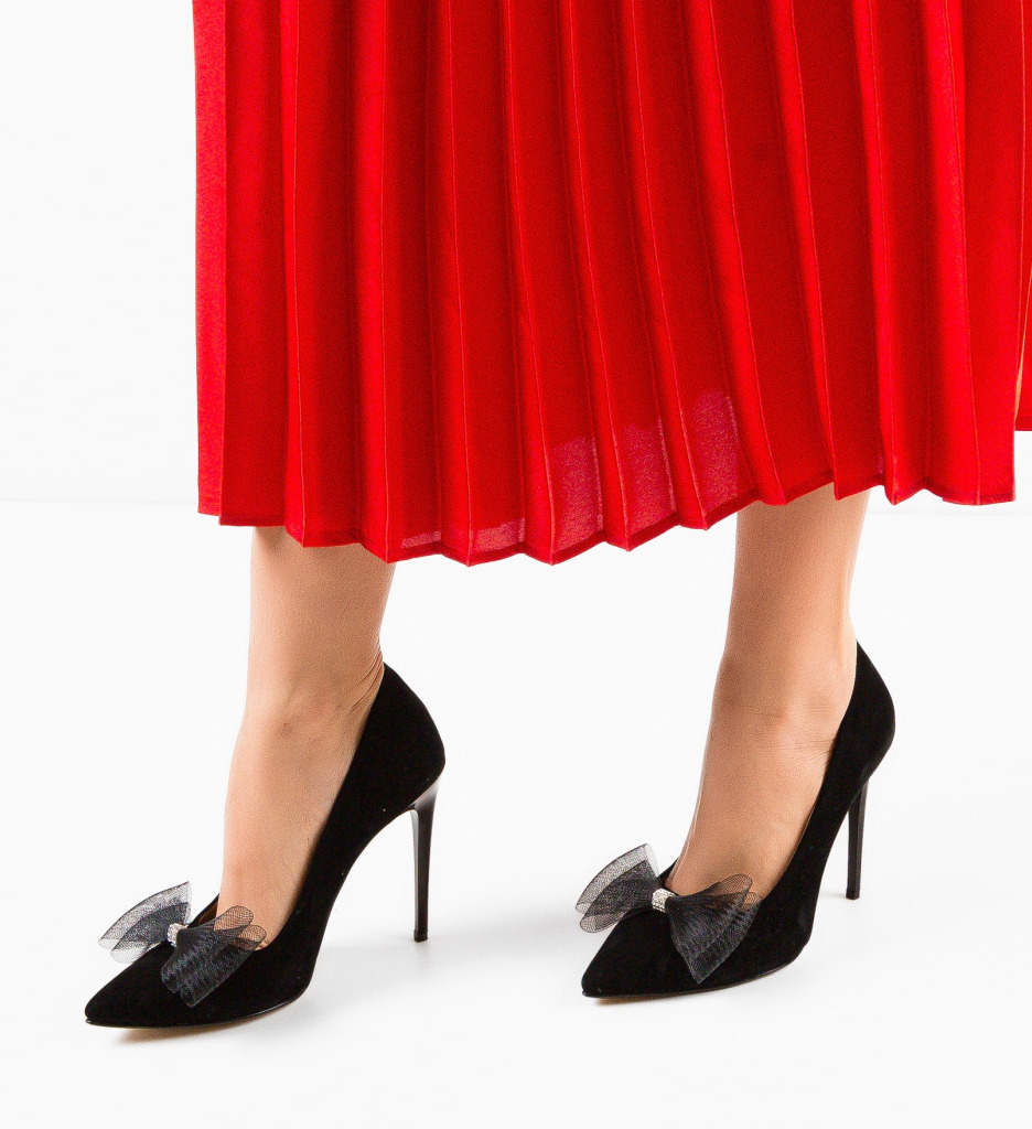 Pantofi dama Winere Negri cu toc elegant - imagine 3