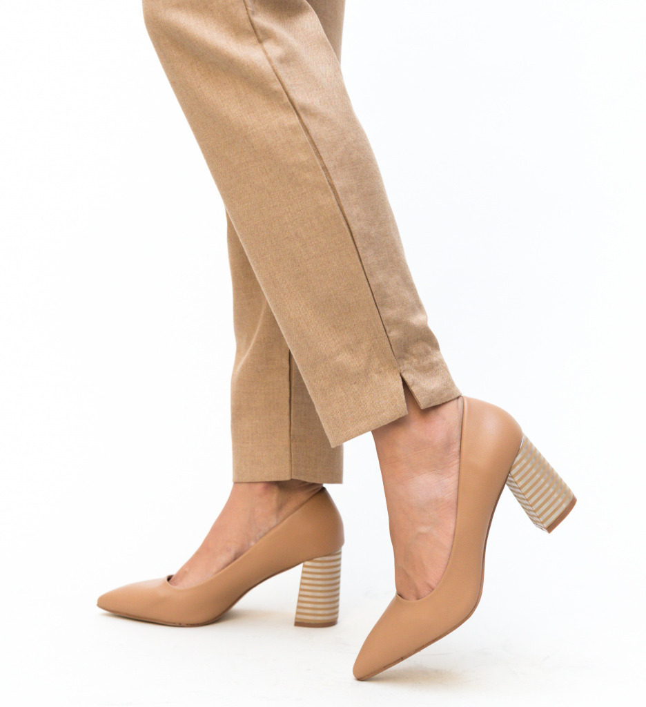 Pantofi Jaylen Bej cu Toc Eleganți - imagine 4