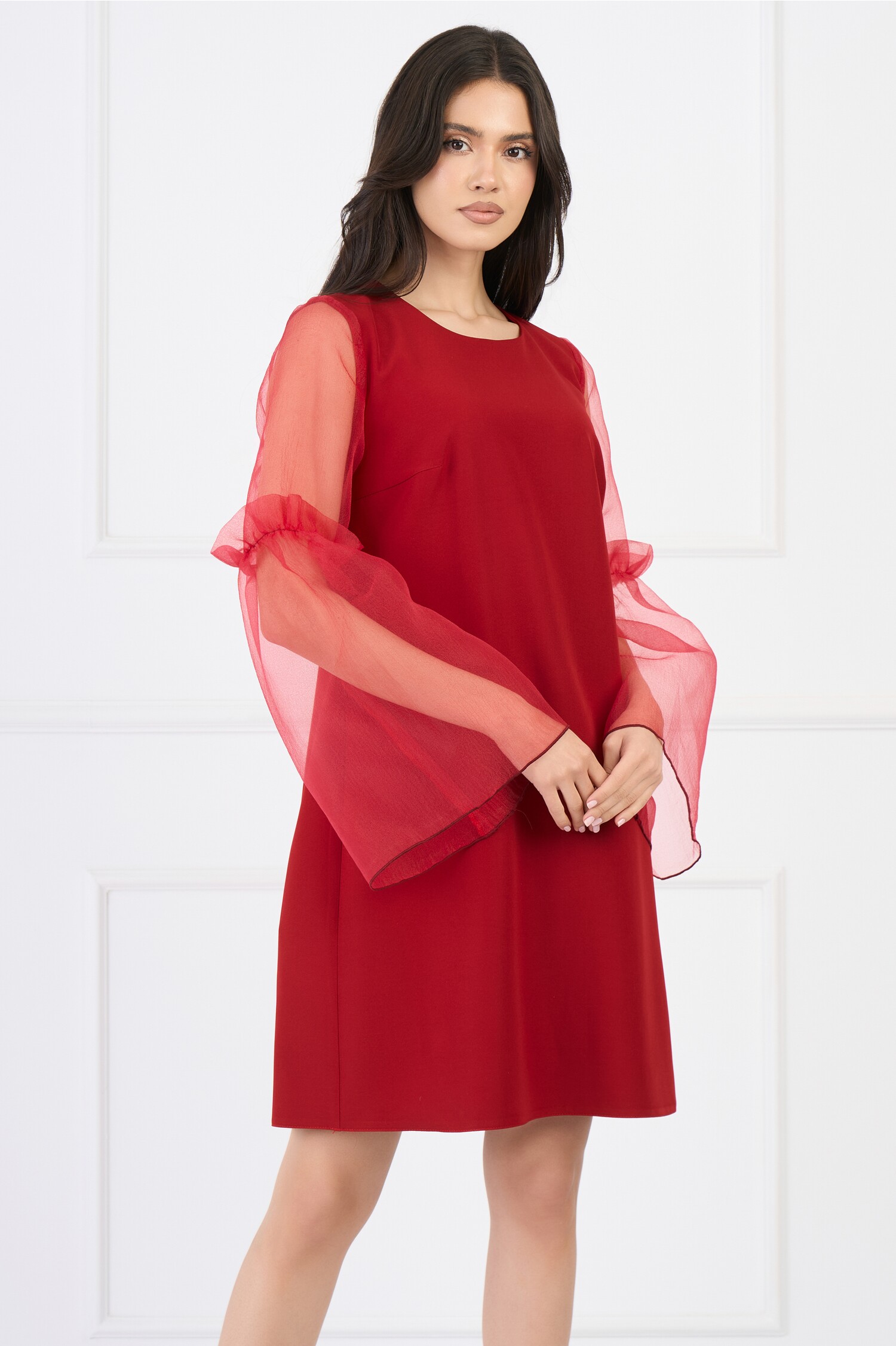 Rochie Moze Rosie Eleganta cu Maneci Organza
