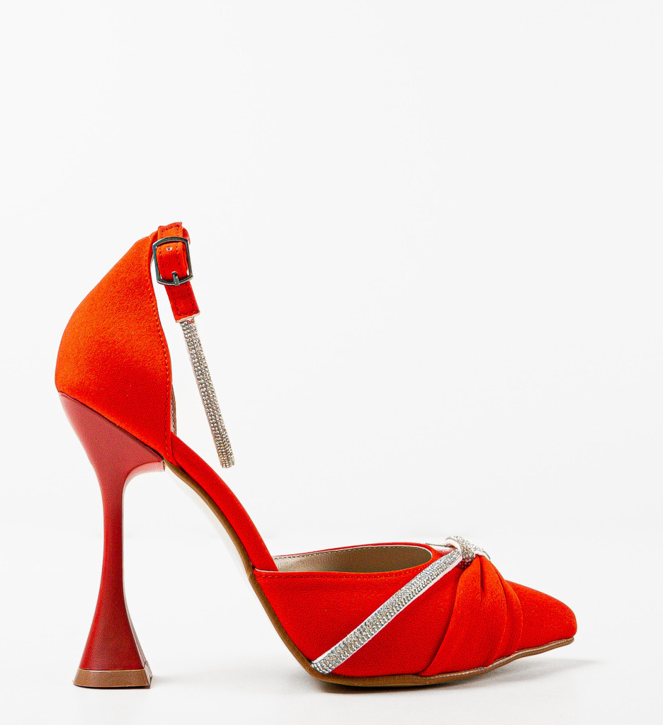 Pantofi dama Ampyl rosii eleganti cu toc - imagine 3