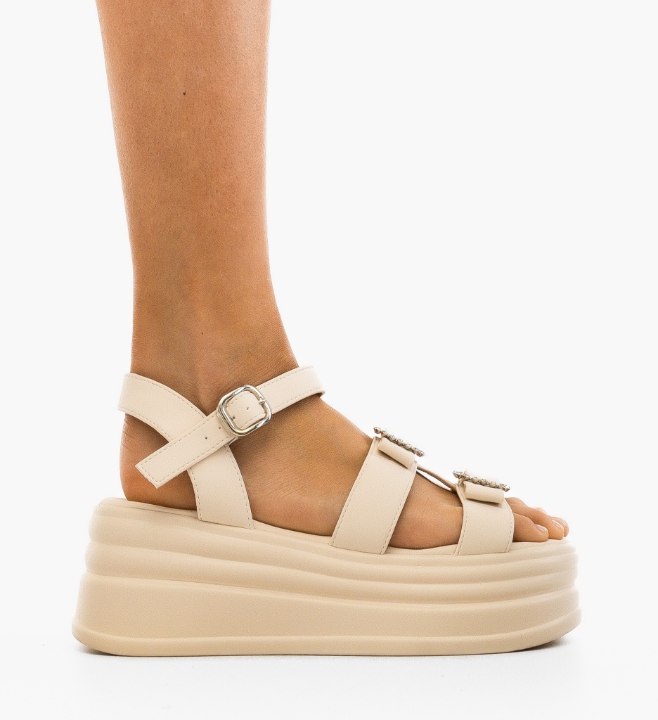 Sandale Dama Bej Elegante și Confortabile - imagine 2