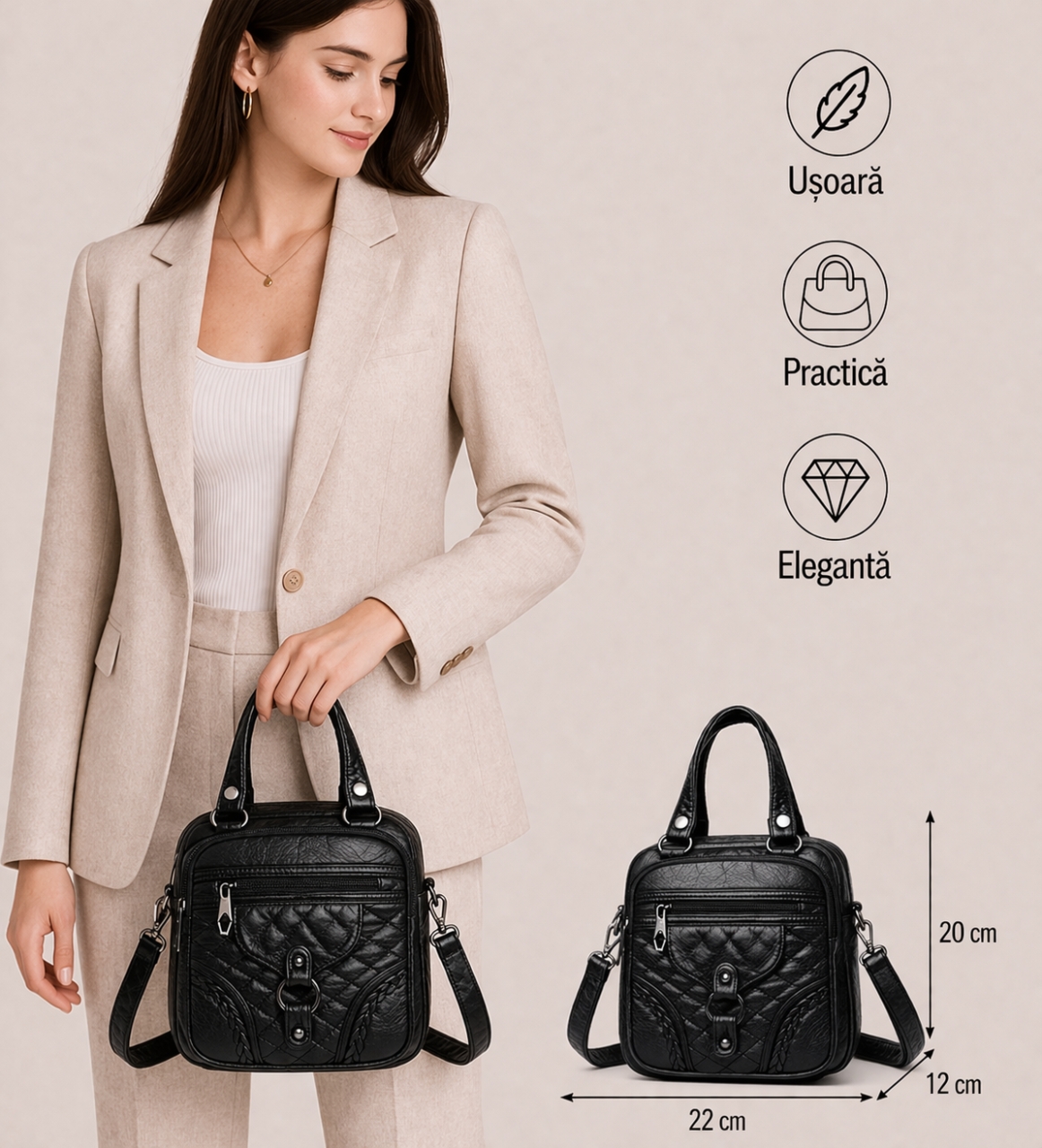 Geanta Rucsac Delis Dalila GT2292 Negru - imagine 2