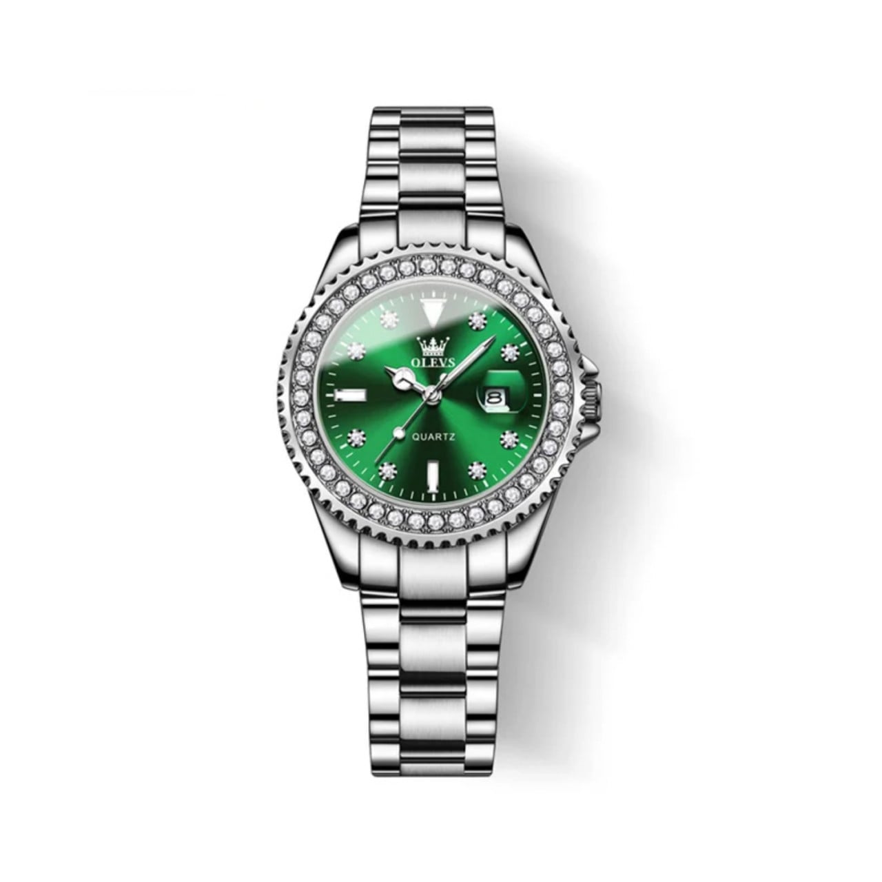 Ceas Dama Olevs CS1552 Argintiu cu Cadran Verde