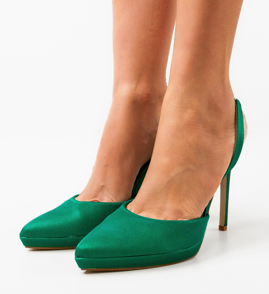 Pantofi Vergoossen Verzi cu Toc Eleganți