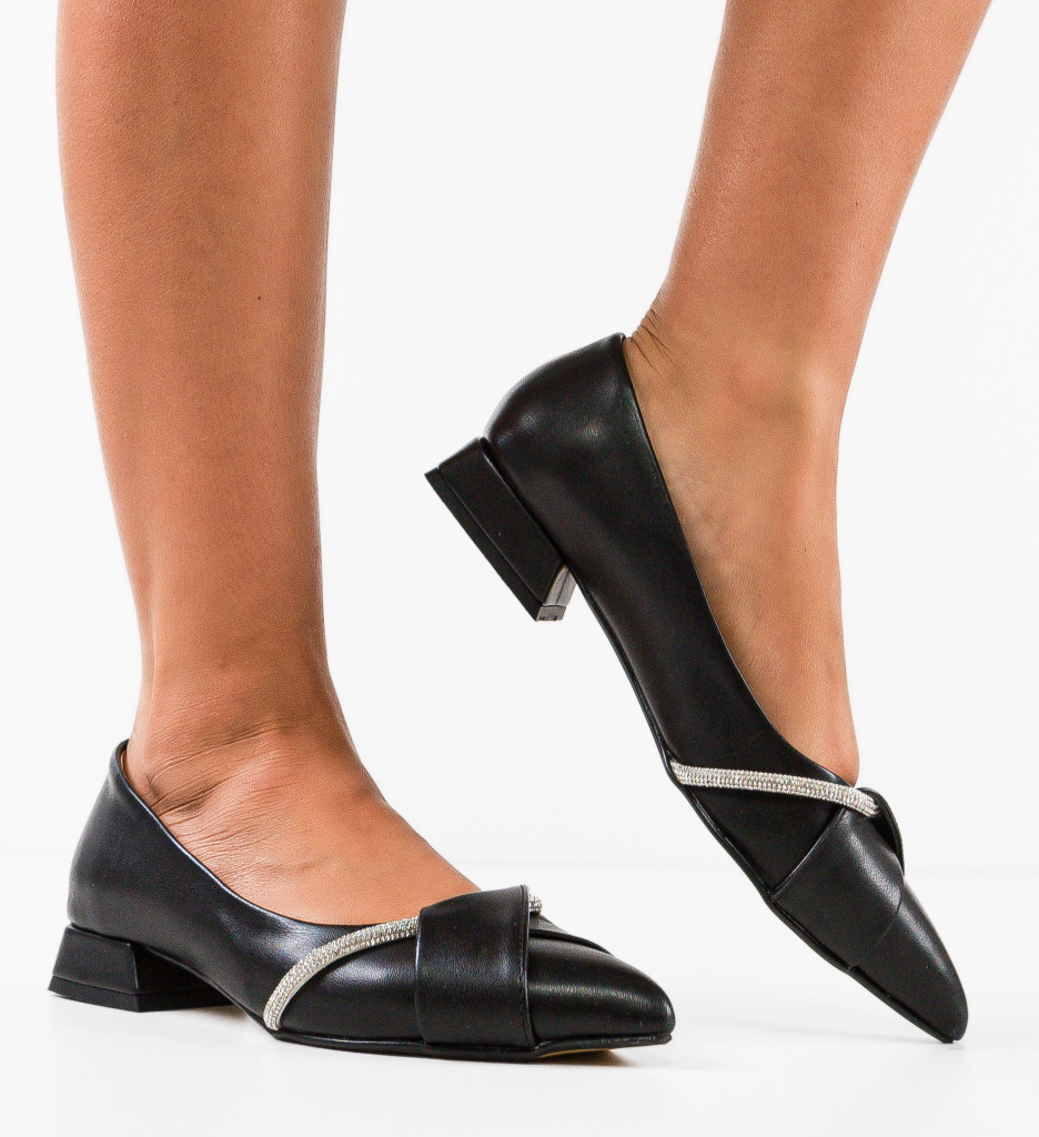 Pantofi Barysan Negri Eleganți cu Toc - imagine 4