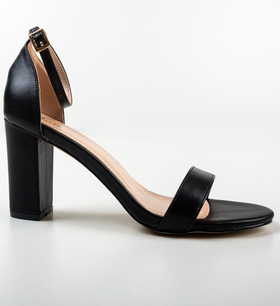 Sandale Ruairi Negre cu Toc Elegant - imagine 4