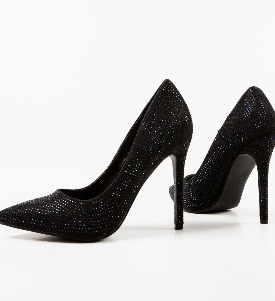 Pantofi Eleganti cu Toc Geanyt Negri - imagine 4