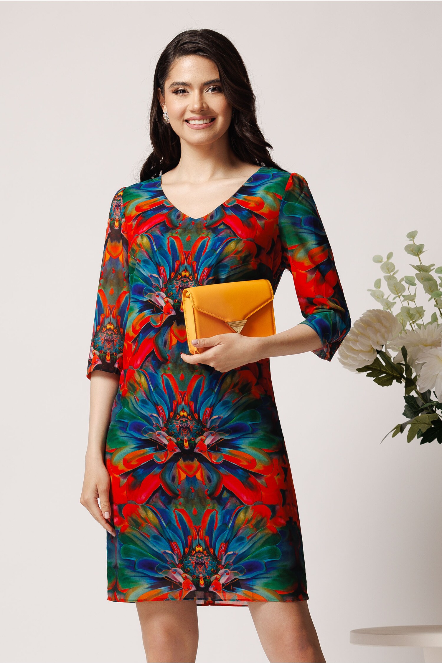 Rochie Viscoză Albastră cu Imprimeuri - Eleganță și Confort