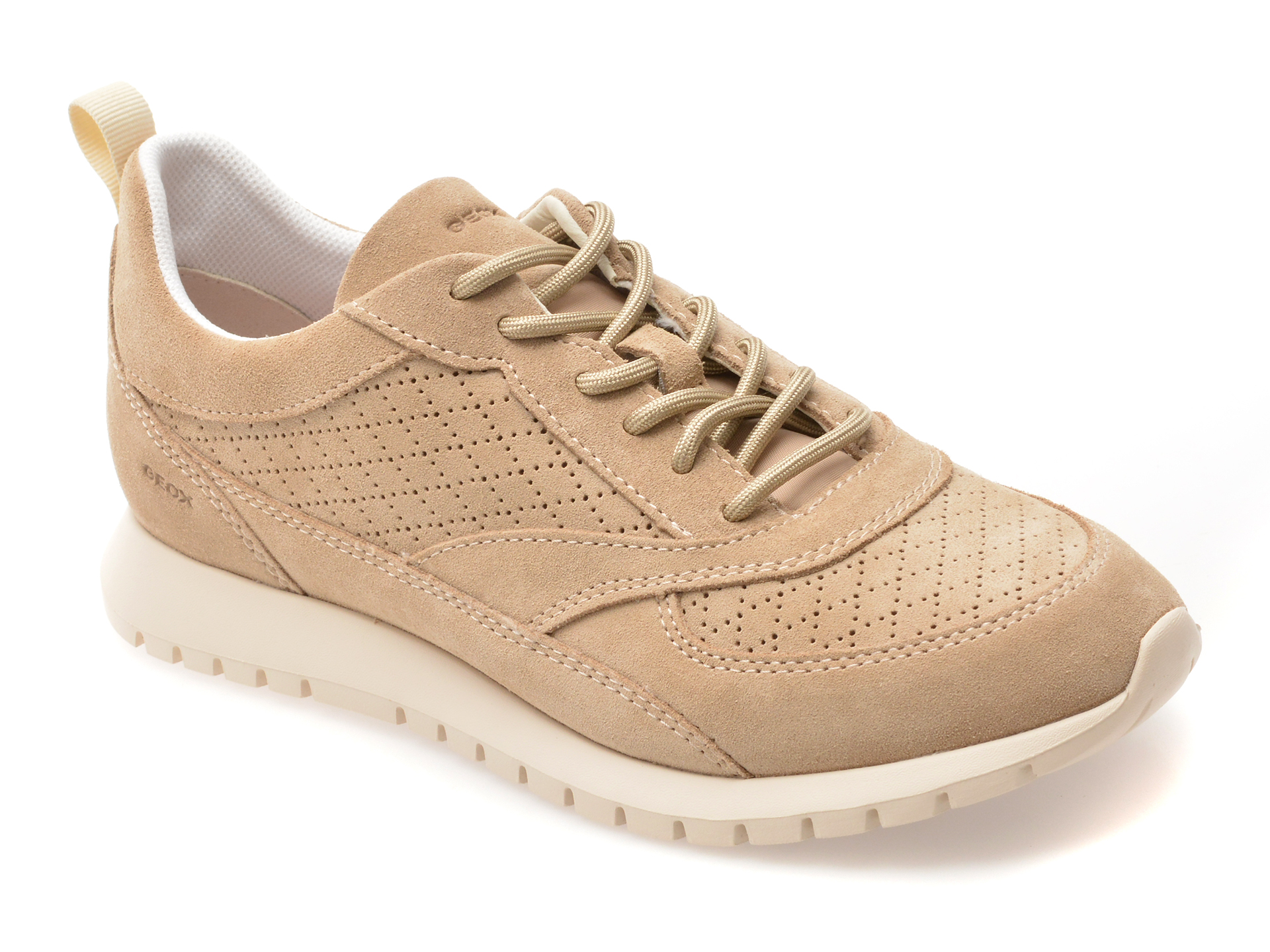 Pantofi GEOX D65YPA bej piele intoarsă respirabili