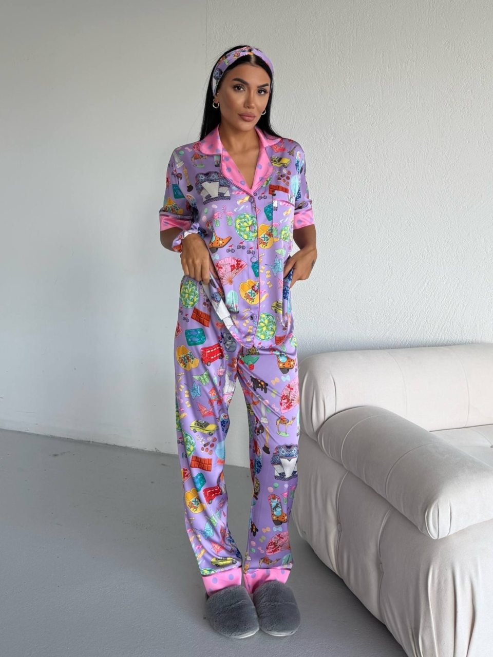 Set Pijama Dama 2 Piese Delis Satin Mat