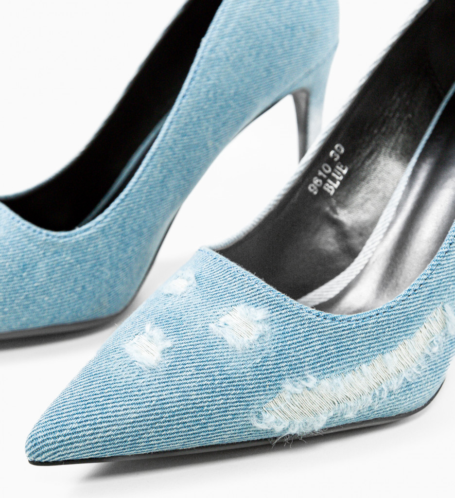 Pantofi dama Jord Albastri cu Toc Eleganți - imagine 8