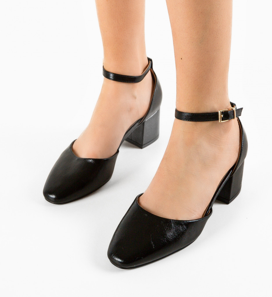 Pantofi Vixim Negri Eleganți cu Toc - imagine 3